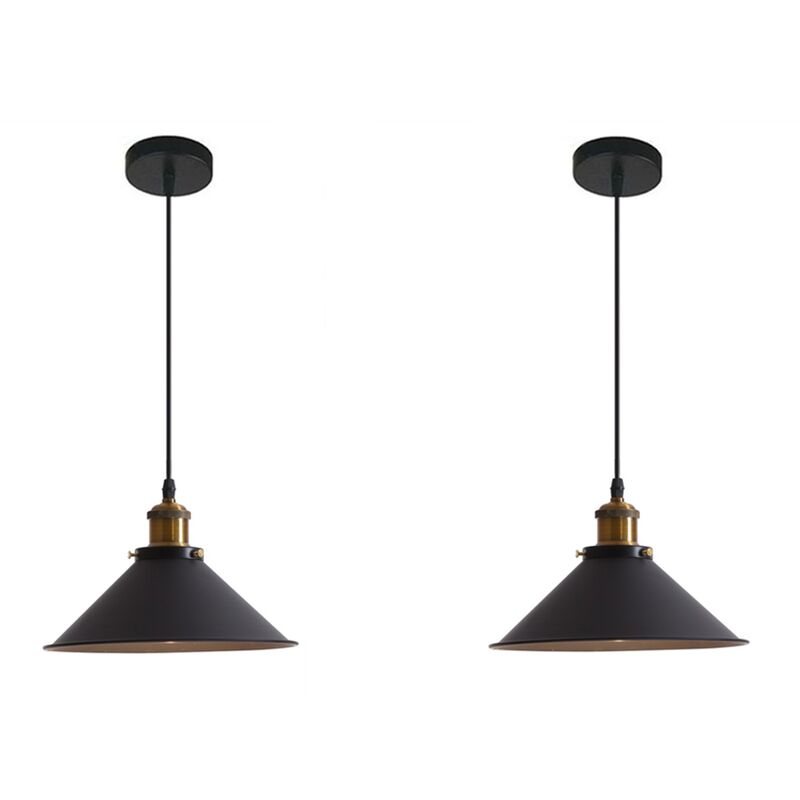 

2 piezas lámparas colgantes negra vintage, lámpara suspensa de techo de metal, Ø26cm - negro