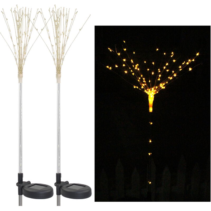 

2 piezas, luces de arbol de fuegos artificiales solares, con sensor de luz, lampara de via