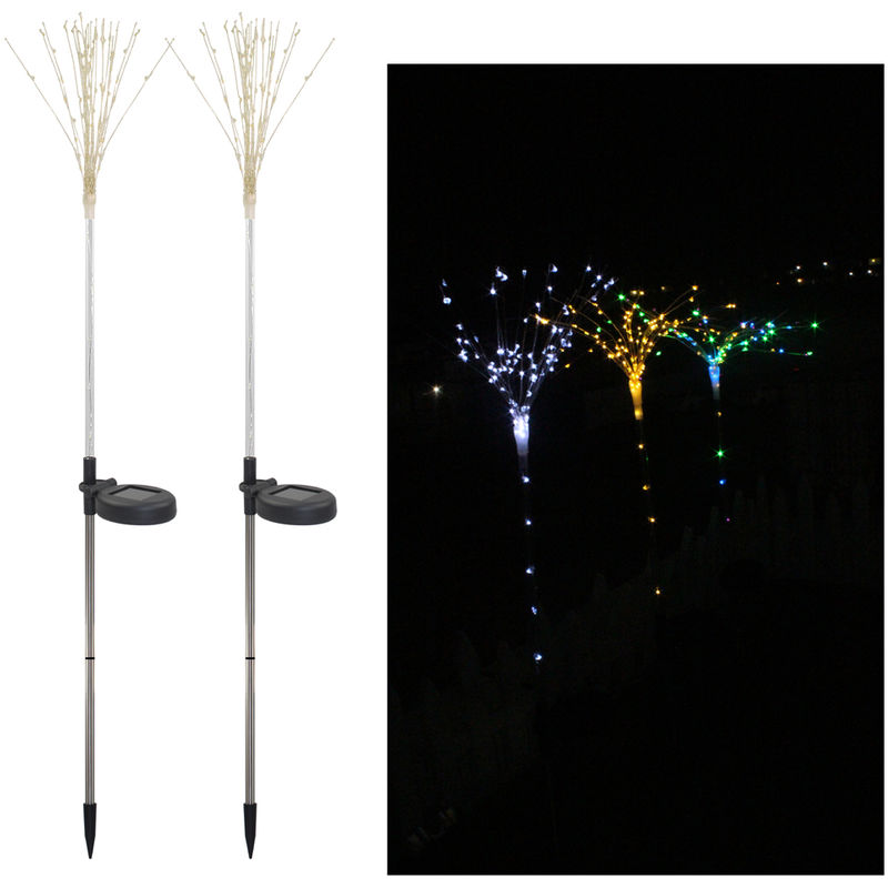 

2 piezas, luces de arbol de fuegos artificiales solares, con sensor de luz, multicolor