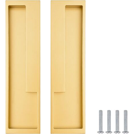 2 Piezas Manijas para Puertas Corredera Empotrados Tiradores de Muebles para Armarios Gabinete Cajón con Tornillos - Dorado/192mm