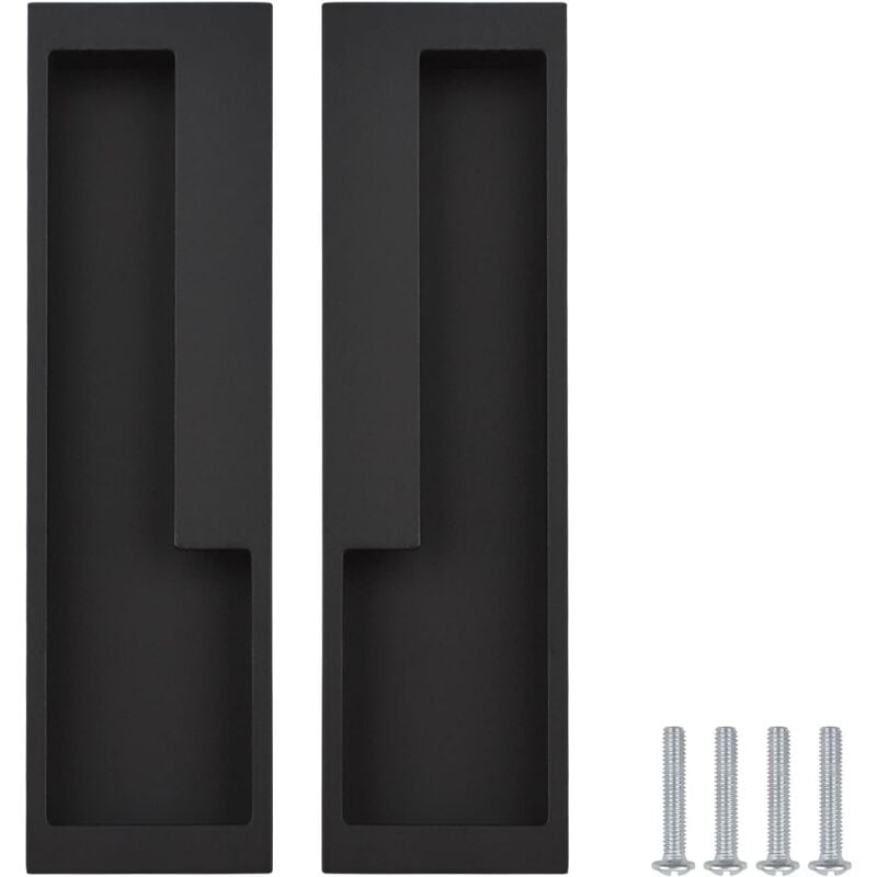 2 Piezas Manilla para Puertas Empotrados Tiradores de Puertas Corredera con Tornillos Manijas de Muebles para Armarios Gabinete Cajón - Negro/192mm