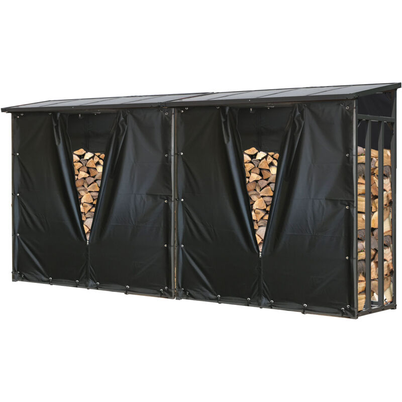 

2 piezas Metal Chimenea Madera Estante Antracita XXL 185 x 70 x 185 cm Jardín Prinidor Refugio de 4,6 m³ de Madera Almacenamiento apilables Ayuda