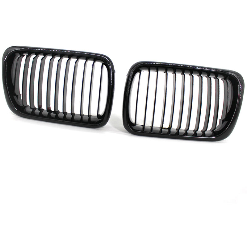 

2 piezas negro brillante parachoques delantero capucha rejilla de rinon rejilla de carreras de repuesto para BMW 3-Series E36 M3 1997-1999, Negro