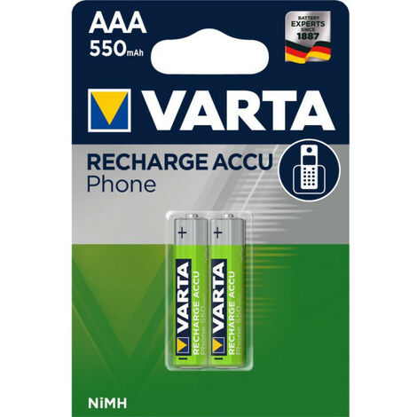 2 piles rechargeables AAA 550mAh Varta Accu Phone (58397101402)
