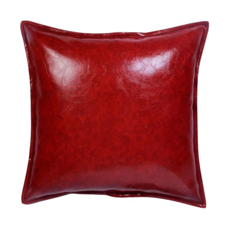 2 pillowcases 4545CM red oil waxed leather pillowcases retro leather waterproof and easy to clean