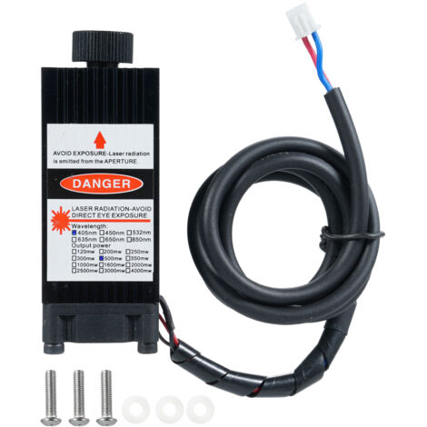 2-Pin-Gravurmodul, 450 nm 500 mW fokussierbarer Gravierkopf, 12 V blau-violettes Licht, einstellbarer Fokus für Tisch-, Holz-, Papier- und Ledergravierer (DIY).