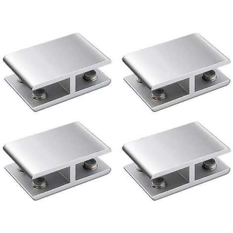 2 pinces à verre double face en alliage d'aluminium, support d'étagère en verre, clip pour verre