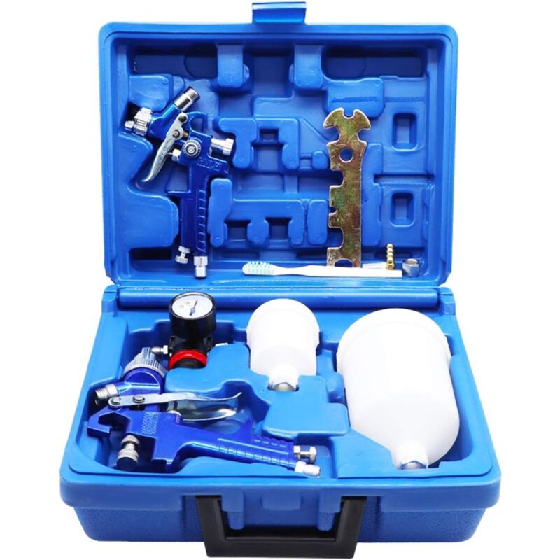 2 Pistolets à Peinture Pistolet à Peinture 0,8 mm 1,4 mm Buses - Kit Pistolet Professionnel pour la Finition de Voitures et de Meubles Haut de Gamme