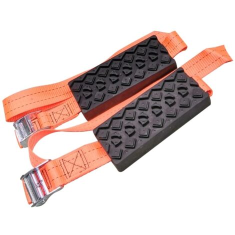 2 placas de tracción para nieve y cadenas antideslizantes para arena.