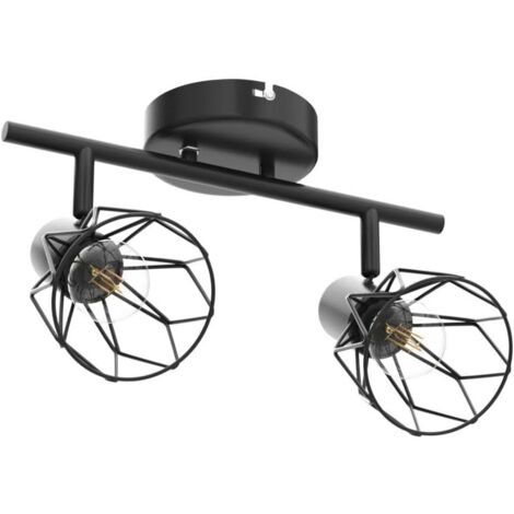 2 Plafonnier Industriel Spots et Rails de Spots Noir, Spots de Plafond 40W, Rampe Spot Applique,(Ampoule non incluse), Spots pour Cuisine Chambre