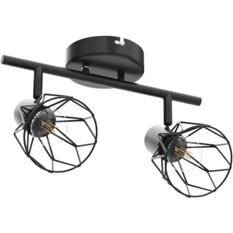 2 Plafonnier Industriel Spots et Rails de Spots Noir, Spots de Plafond 40W, Rampe Spot Applique,(Ampoule non incluse), Spots pour Cuisine Chambre