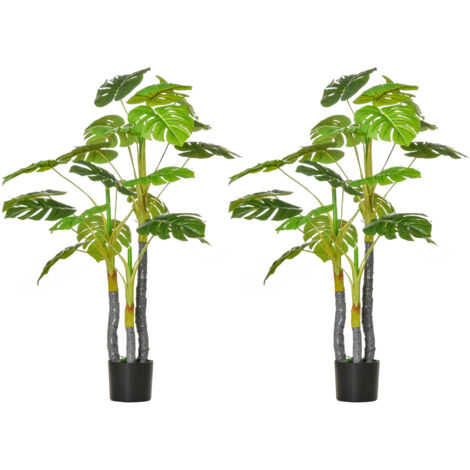 2 plantas artificiales 120 cm monstera artificiales árboles artificiales decorativos con 20 hojas para hogar salón dormitorio verde