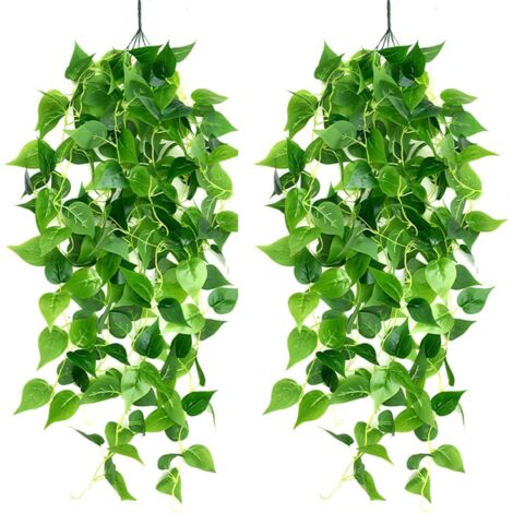 2 plantas colgantes artificiales, 100 cm, planta colgante artificial de imitación, planta de hiedra para exteriores, ideal para bodas, jardines, balcones y decoración de paredes de dormitorios.