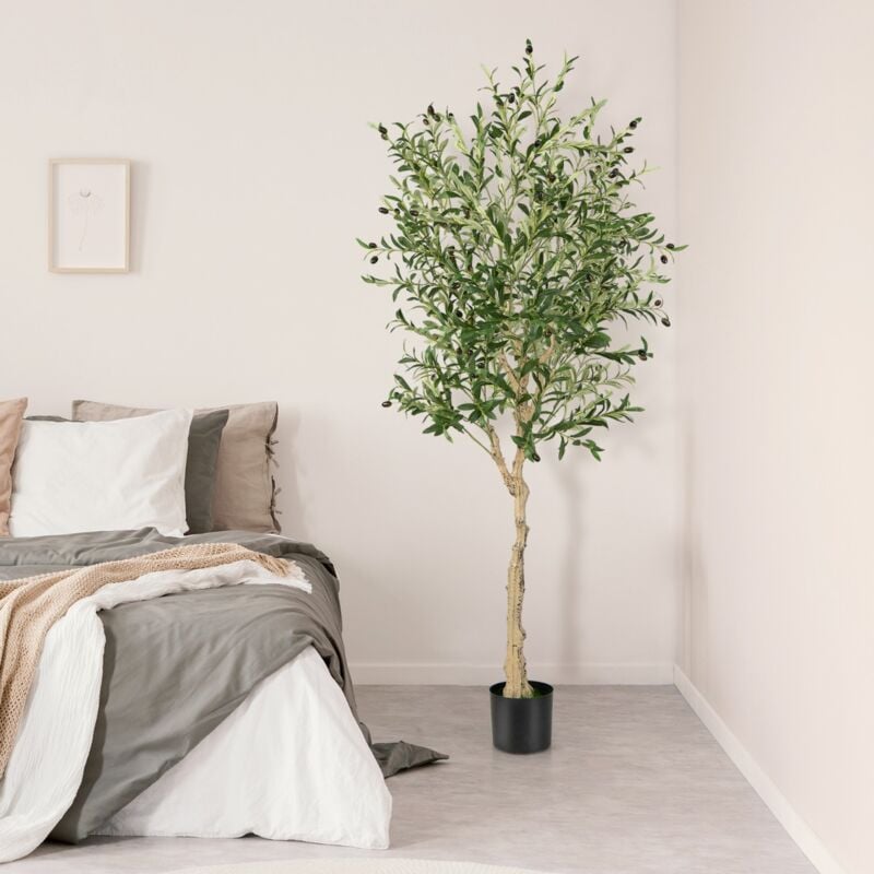 Maisonchic - 2 Plantes Artificielles Fausse Olivier en Pot H-182 cm Feuilles en Soie Décoration pour Intérieur/Extérieur CW7367 design in