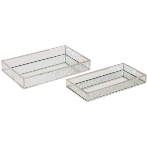2 plateaux effet miroir Ania argent 28x17x4cm - Atmosphera créateur d'intérieur