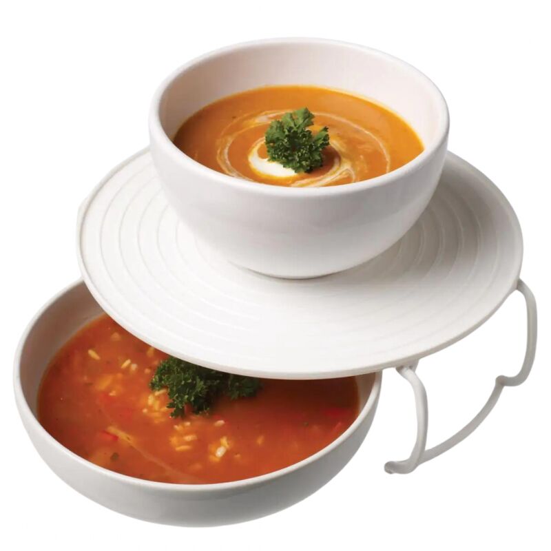 2 Plateaux Hot Mate Venteo Plateau/Etagère/Couvercle - Réchauffer deux assiettes en même temps - Plateau multifonction pour micro-onde