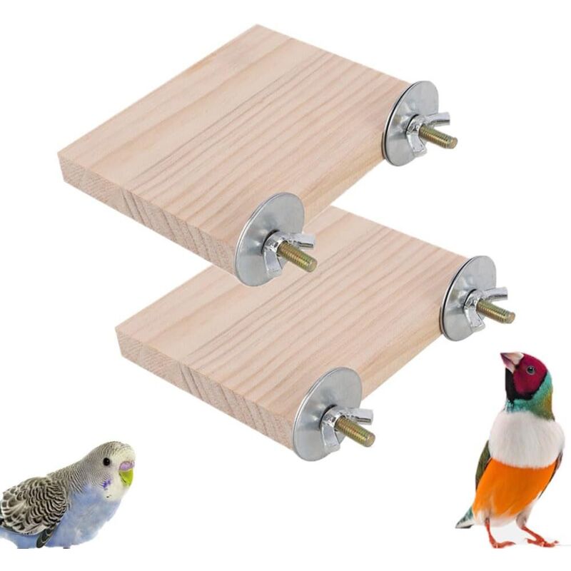 2 plateformes rectangulaires en bois (15 × 8 cm) pour perroquets, hamsters, gerbilles et petits animaux