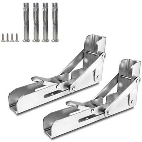 2 Pliable Équerre pour Etagere Mural,économiser de l'espace,Support étagères avec vis d'expansion en Acier Inoxydable,150 mm,Tablette Pliante Console pour Charges Lourdes