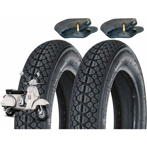 2 Pneumatici 100/90-10 + 2 CAMERE d'Aria per Scooter Piaggio Vespa VESPONE Ape 61L GOMME COPERTONI Disegno Union