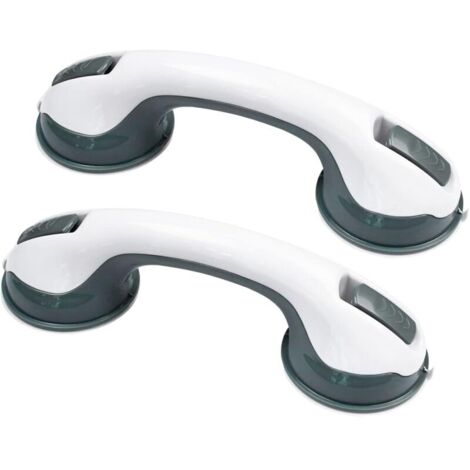 2 poignées de douche amovibles en plastique, sans perçage, avec ventouses antidérapantes pour chambres, toilettes et vestiaires.-AquaForge