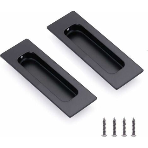 2 poignées de meuble coquille en acier inoxydable, poignées de tiroir dissimulées, poignée de porte coulissante vintage, poignée ovale incrustée avec vis pour armoires/portes coulissantes
