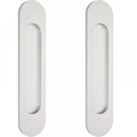2 poignées de porte coulissantes ovales argentées autocollantes (15 cm), en aluminium affleurant, sans perçage