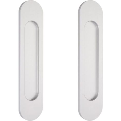 2 poignées de porte coulissantes ovales argentées de 15 cm autocollantes, poignées de porte affleurantes en aluminium, fenêtres sans perçage