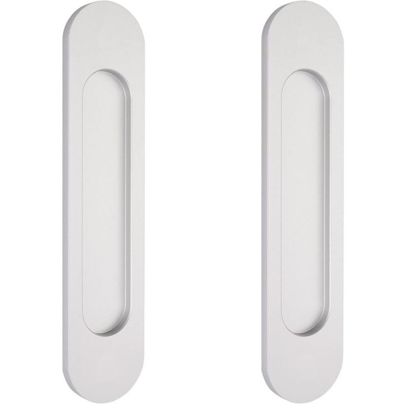 2 poignées de porte coulissantes ovales argentées de 15 cm autocollantes, poignées de porte affleurantes en aluminium, pour portes de grange