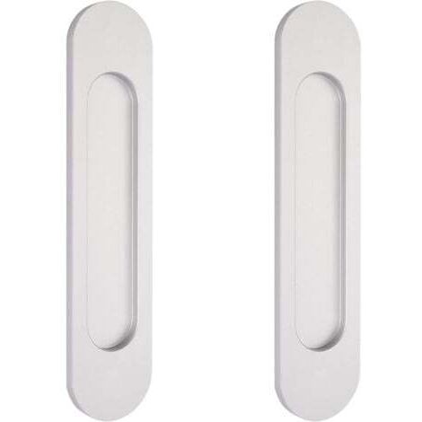 2 poignées de porte coulissantes ovales argentées de 15 cm autocollantes, poignées de porte affleurantes en aluminium, pour portes de grange coulissantes, fenêtres et placards sans perçage