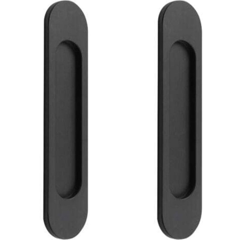 2 poignées de porte coulissantes ovales auto-adhésives en alliage d'aluminium noir mat sans perforation pour portes coulissantes, fenêtres d'armoires