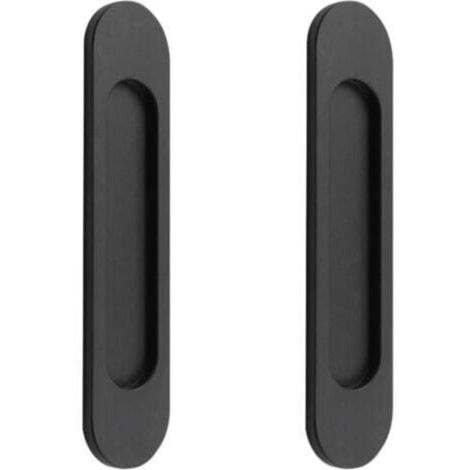 2 poignées de porte coulissantes ovales auto-adhésives en alliage d'aluminium noir mat sans perforation pour portes coulissantes, fenêtres d'armoires Longueur 148cm