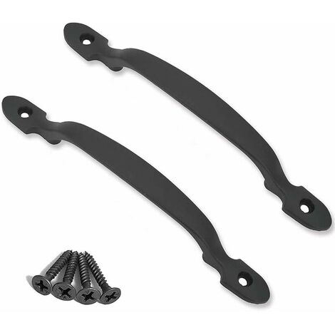 2 poignées de porte en fonte noire pour portes de grange, jardins, cabanons, noir,Tanètue