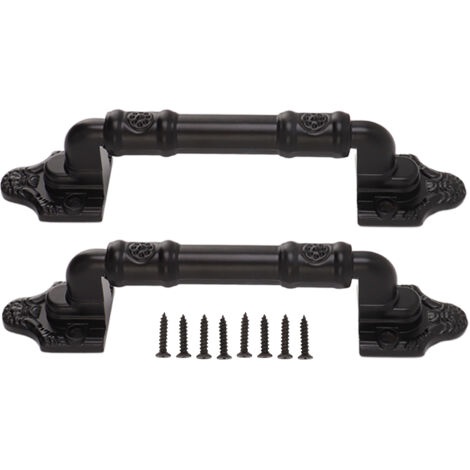2 Poignées de Porte Robustes à Surface Lisse et Levier Flexible Noir pour Portes de Garage et Industrielles