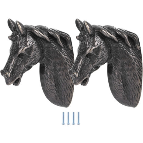 2 Poignées de Tiroir Tête de Cheval Modernes pour Cuisine et Armoire - Noir et Marron