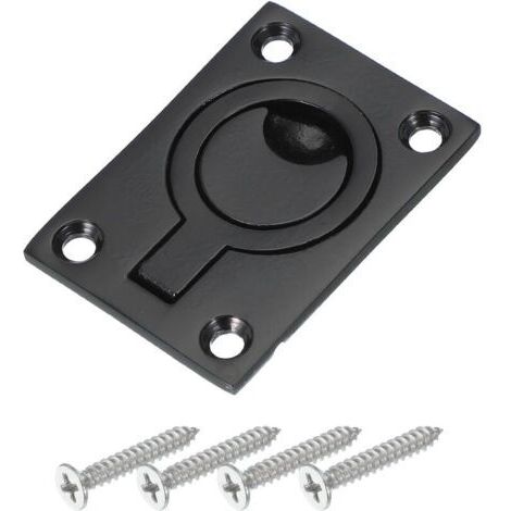 2 poignées encastrées, poignée de porte carrée affleurante en acier inoxydable, loquet de trappe dissimulé pour bateau, avec vis, pour meubles de yacht et applications marines, noir.