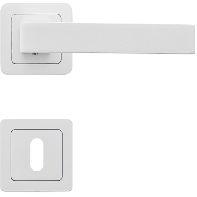 AYR - 2 poignées canela blanc mat + 2 rosaces clé blanc mat