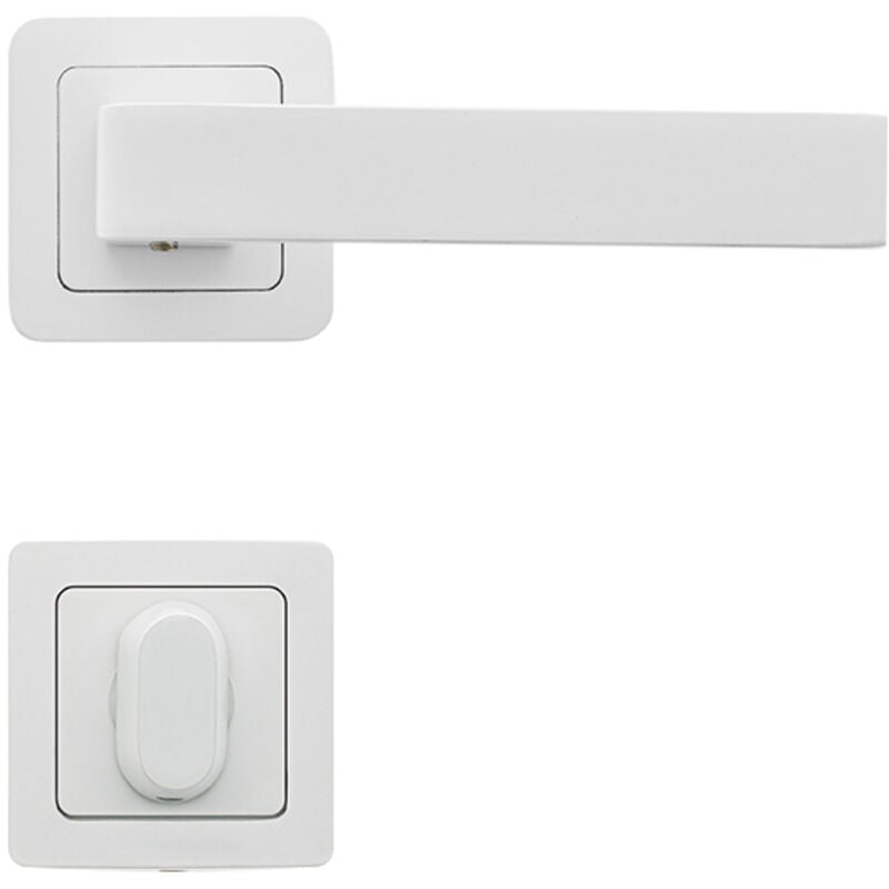 AYR - 2 poignées canela blanc mat+ 2 rosaces condamnation blanc mat