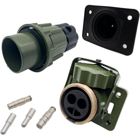 2 polige NATO Steckdose inkl. Stecker mit 4 Kontaktstiften 35mm², passend Militärfahrzeuge, Feuerwehrfahrzeuge, Krankenwagen, Land & Baumaschinen, LKW, Anhänger