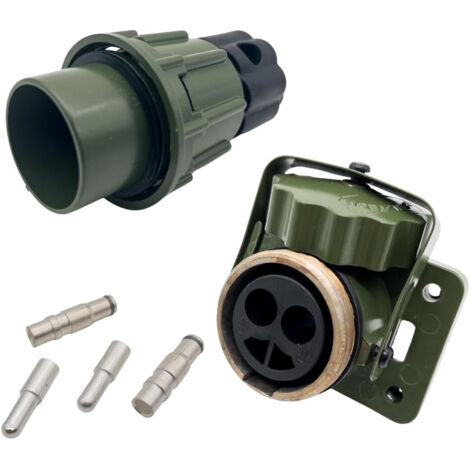 2 polige NATO Steckdose mit Stecker 35mm² 2 Poliger NATO Stecker 24V NATO Steckdose Stecker Eignung für 12V/ 24V passend Militärfahrzeuge, Feuerwehrfahrzeuge, Land & Baumaschinen, LKW