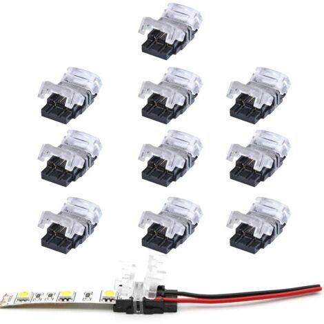 2-poliger LED-Streifen-Anschluss, 10 Stück, 2-poliger LED-Streifen-Anschluss für 10 mm SMD 5050/3528 LED-Streifen, einfarbig, wasserdicht und nicht wasserdicht