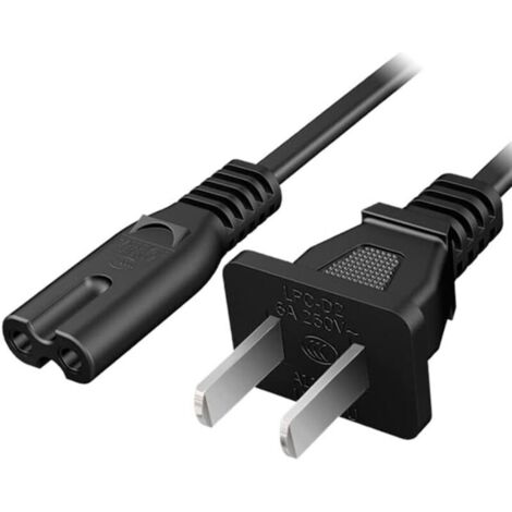 2-poliges 0,5 mm² 1,5 m Stromkabel für Fernseher, PS4, PS5, Lautsprecher, Monitor, Xbox, Wandhalterung, Ersatzstromkabel, schwarz.