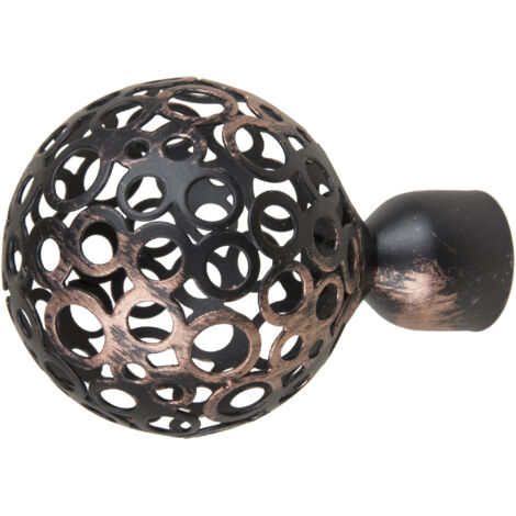 2 POMOLI A BOCCIA FIORATA IN ALLUMINIO NERO/ RAME
