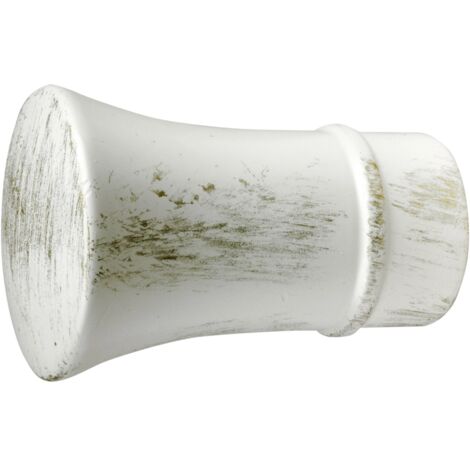 2 pomoli avorio oro a tromba terminale per tubo tende diametro 20 mm