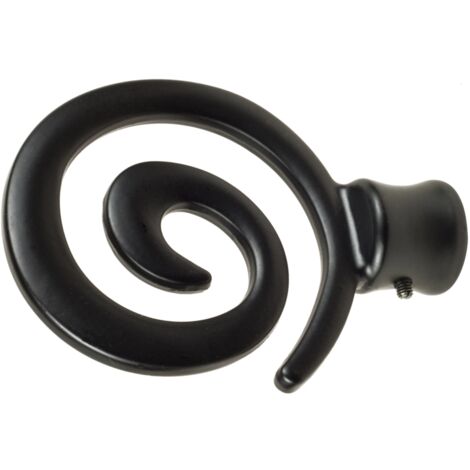 2 pomoli neri a spirale terminale per tubo tende diametro 20 mm