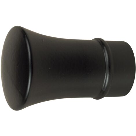 2 pomoli nero a tromba terminale per tubo tende diametro 20 mm