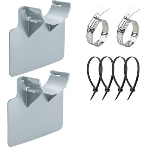 2 pool hose holders, for pipes from 30 mm to 38 mm, resistant to breaks, cracks, punctures, compatible with Intex and Bestway swimming pools (gray)