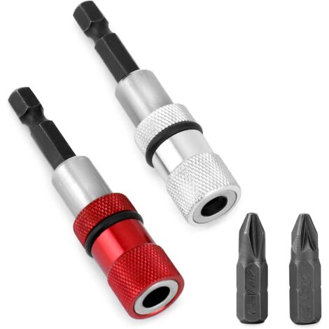 2 Porte-Embouts Magnétique Tige Hexagonale 1/4 Pouce Acier Chrome Vanadium Pour Visseuse Placo