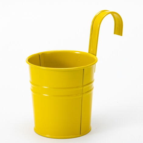 2 Pots De Fleurs En Métal Suspendus, Jardinière En Pot En Fer Avec Trou De Drainage, Parfaits Pour La Décoration Du Jardin（jaune）