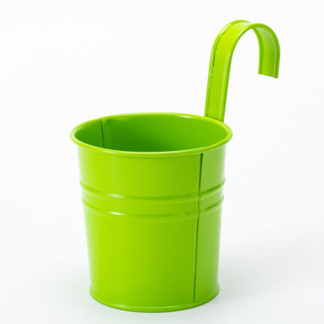 2 Pots De Fleurs En Métal Suspendus, Jardinière En Pot En Fer Avec Trou De Drainage, Parfaits Pour La Décoration Du Jardin（vert）