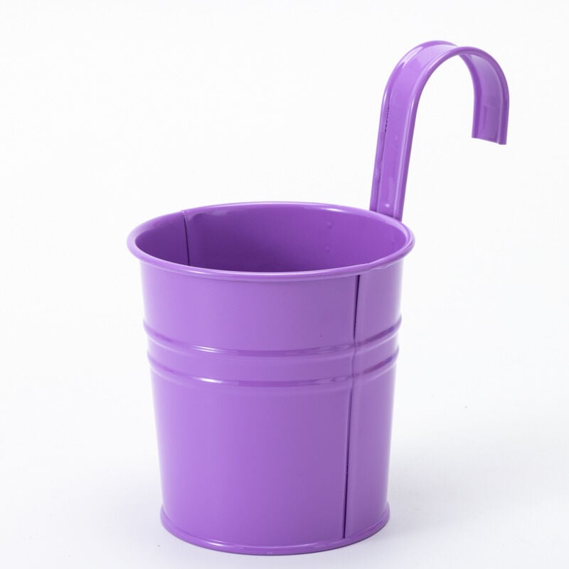 Ensoleille - 2 Pots De Fleurs En Métal Suspendus, Jardinière En Pot En Fer Avec Trou De Drainage, Parfaits Pour La Décoration Du Jardin(Violet)